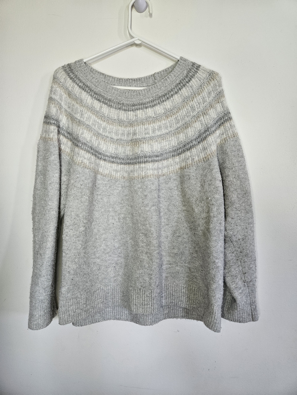 ​Calvin Klein Grey Fair Isle Yoke Knit Pullover Sweater Size L